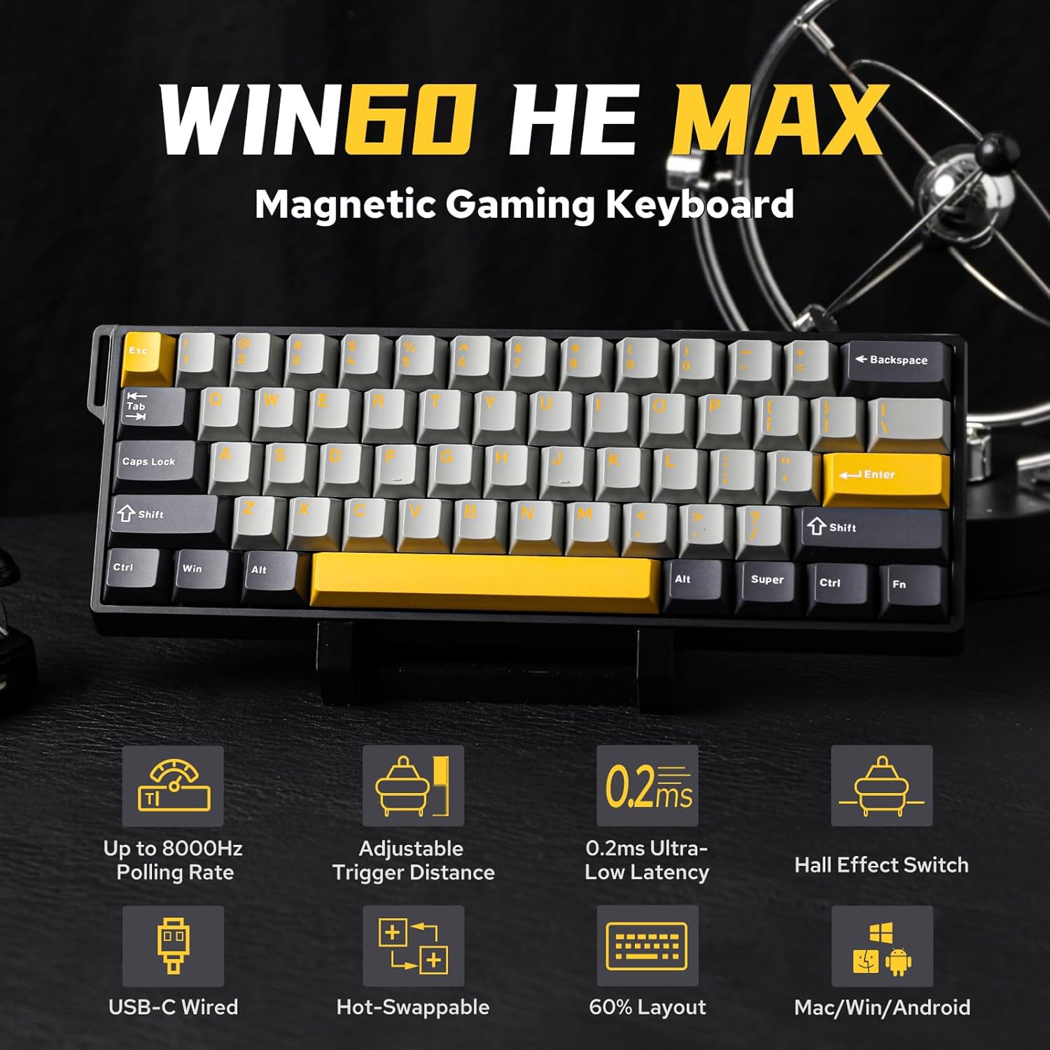 Gaming Keyboard Hot Swappable - Teclado Mecânico AULA WIN60 HE 60%