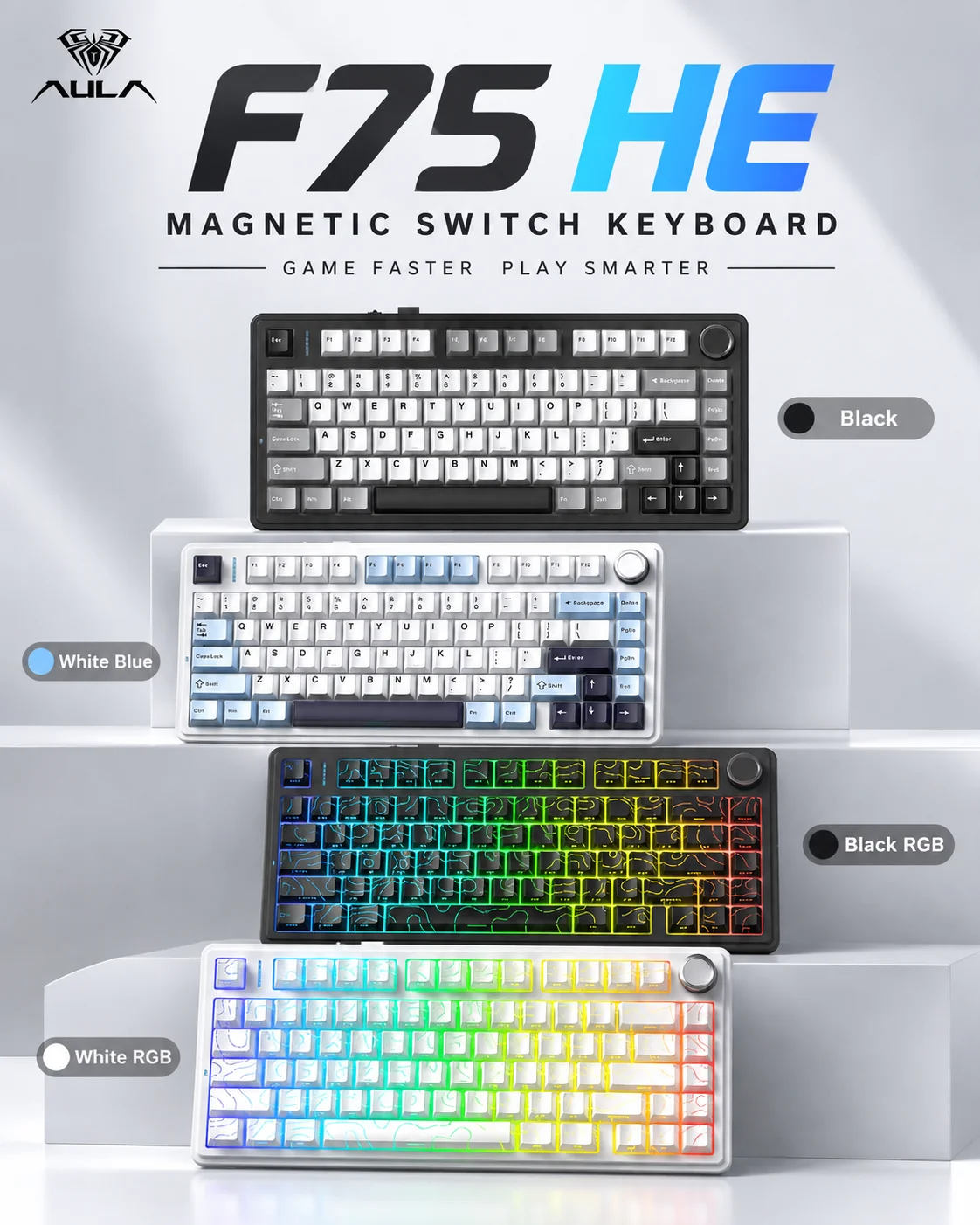 Gaming Keyboard Nearby - Teclado Mecânico Gamer AULA F75 HE