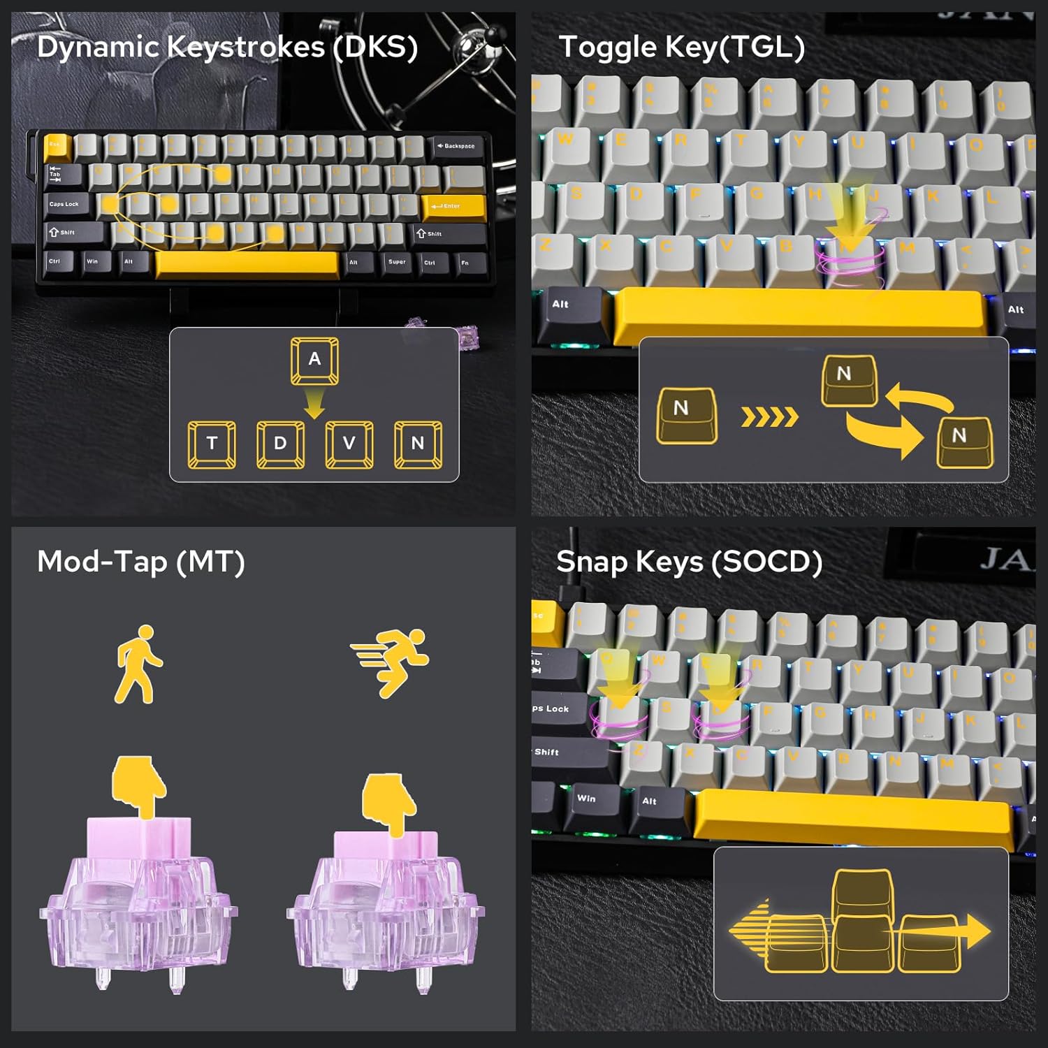 Teclado Mecânico AULA WIN60 HE - Gaming Keyboard Hot Swappable avaliação e preço