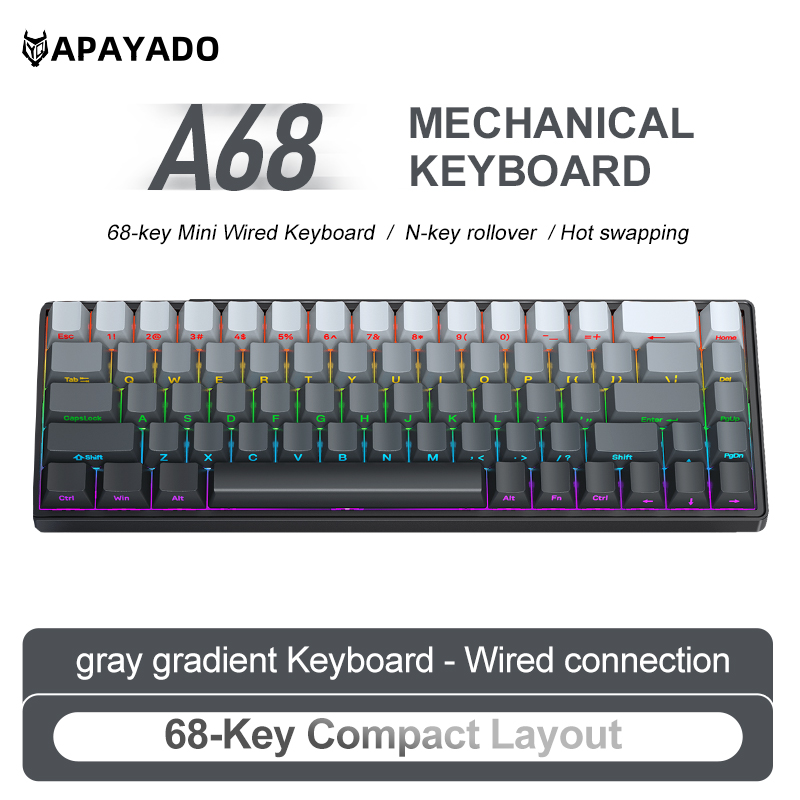 Teclado Mecânico APAYADO A68 c - Keyboard Gaming Blue Switch avaliação e preço